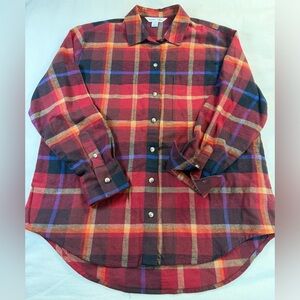 Old Navy Women’s Long Sleeve Boyfriend Flannel Button Down Size Medium Burgundy